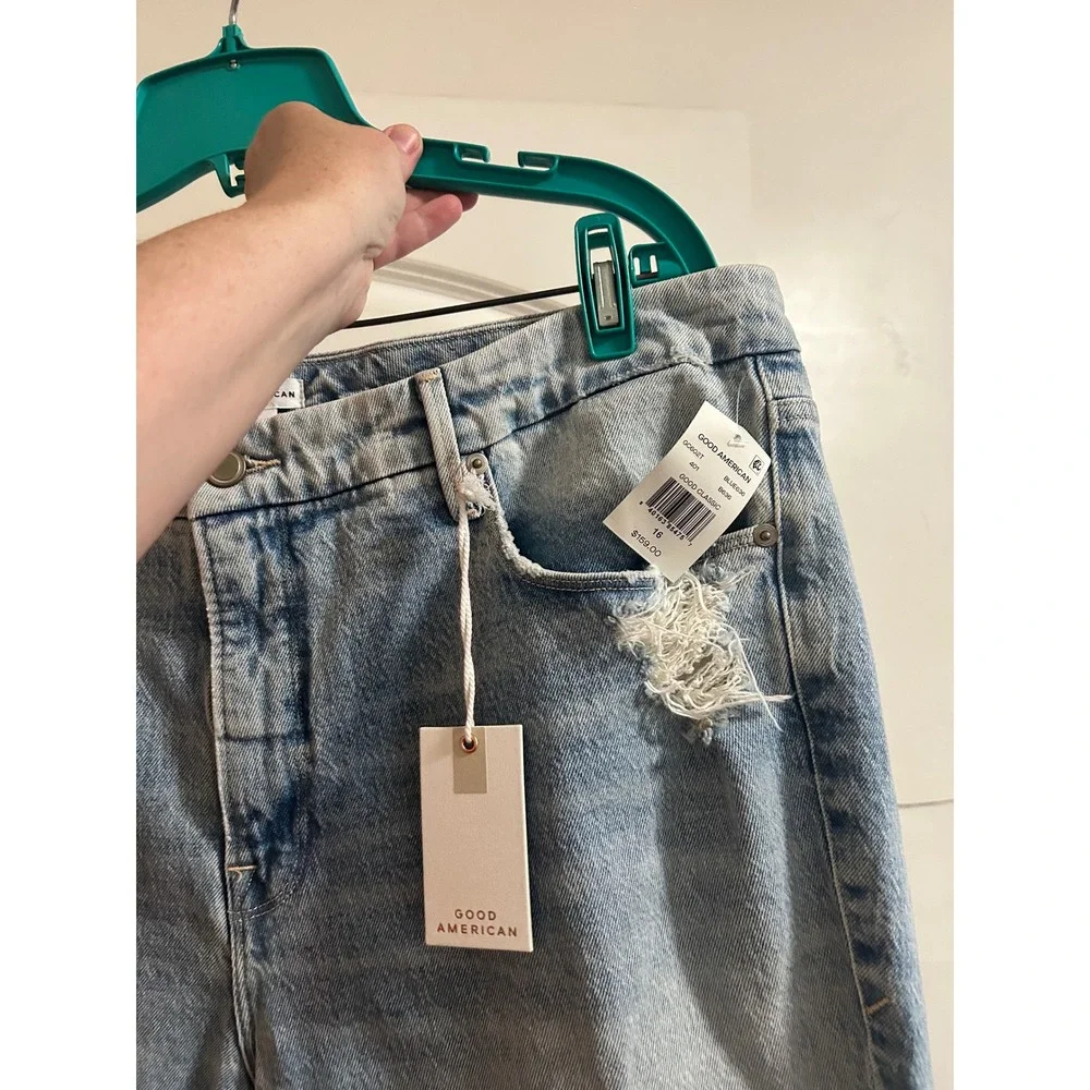 Good American Good Classic High Rise Straight Leg Jeans Blue636 Size‎ 16 NWT